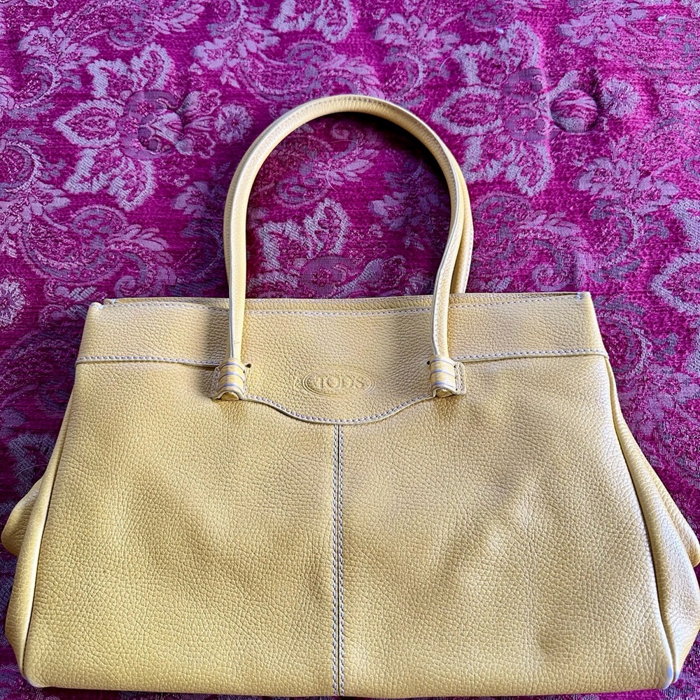 Tod's Yellow Italian Leather Women tote Bag